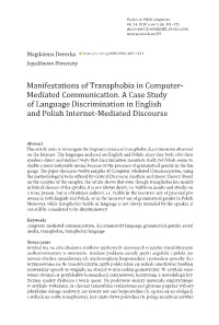Manifestations of Transphobia in Computer-Mediated Communication… 103