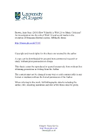 An Investigation Into the Role of Web 2.0 and Social Media in the Reception of Benjamin Britten's Operas