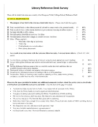 Library Reference Desk Survey