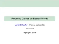 Rewriting Games on Nested Words