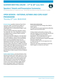 17Th & 18Th June 2021 Speakers' Details and Presentation Summaries