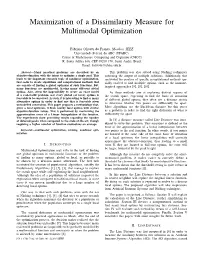 Maximization of a Dissimilarity Measure for Multimodal Optimization