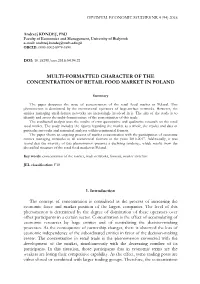 Multi-Formatted Character of the Concentration of Retail Food Market in Poland