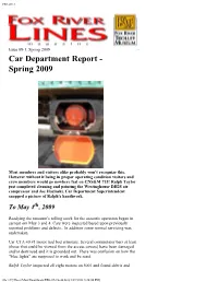 Spring 2009 Car Department Report - Spring 2009