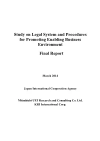 Study on Legal System and Procedures for Promoting Enabling Business Environment Final Report