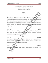 COMPUTER ORGANIZATION Subject Code: 10CS46