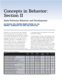 Concepts in Behavior: Section II Early Psittacine Behavior and Development