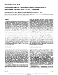 Corticosteroids and Phosphatidylcholine Biosynthesis in Microsomal Fractions from L5178Y Lymphoma1
