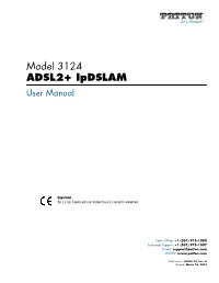 Model 3124 ADSL2+ Ipdslam User Manual