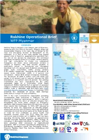 Rakhine Operational Brief WFP Myanmar