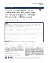 The Effect of Aerobic Exercise on the Number of Migraine Days, Duration