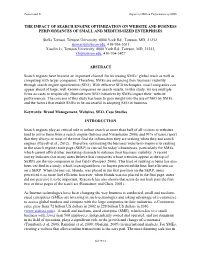 The Impact of Search Engine Optimization on Website and Business Performances of Small and Medium-Sized Enterprises