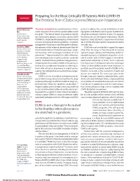 The Potential Role of Extracorporeal Membrane Oxygenation