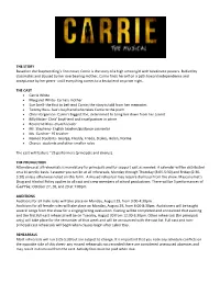 Audition Sheet Bring This Sheet with You to the Audition