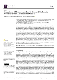 Escape from X Chromosome Inactivation and the Female Predominance in Autoimmune Diseases