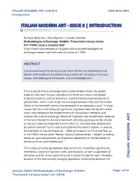 ITALIAN MODERN ART | ISSUE 3: ISSN 2640-8511 Introduction