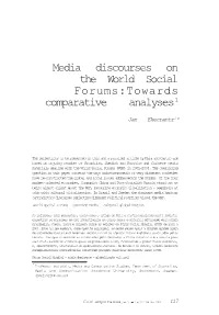 Media Discourses on the World Social Forums:Towards Comparative Analyses 1