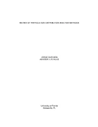 Review of Particle Size Distribution Analysis Methods