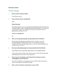 Teslin Tlingit Statement of Intent