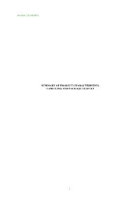 Version 3.0, 04/2013 SUMMARY of PRODUCT CHARACTERISTICS