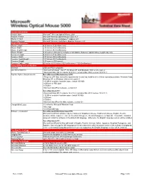 Version Information Product Name Microsoft® Wireless Optical Mouse