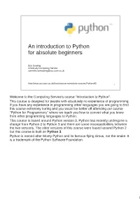 An Introduction to Python for Absolute Beginners