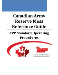 Canadian Army Reserve Mess Reference Guide
