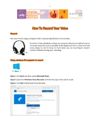 How to Record Your Voice