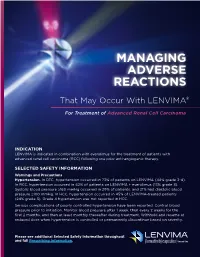 MANAGING ADVERSE REACTIONS That May Occur with LENVIMA®