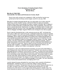 Peoria Symphony Orchestra Program Notes February 10, 2018 Michael Allsen
