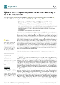 Aptamer-Based Diagnostic Systems for the Rapid Screening of TB at the Point-Of-Care