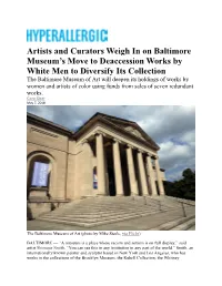 Artists and Curators Weigh in on Baltimore Museum's Move To