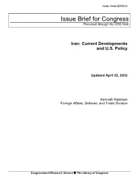 Iran: Current Developments and US Policy