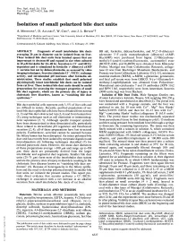 Isolation of Small Polarized Bile Duct Units A