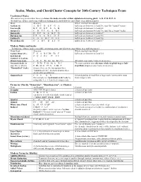 Scales, Modes, and Chord/Cluster Concepts for 20Th-Century Techniques Exam