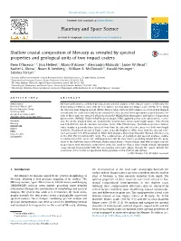 Shallow Crustal Composition of Mercury As Revealed by Spectral Properties and Geological Units of Two Impact Craters