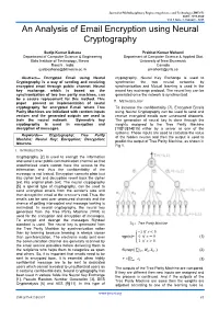 An Analysis of Email Encryption Using Neural Cryptography