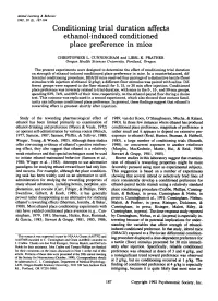 Conditioning Trial Duration Affects Ethanol-Induced Conditioned Place Preference in Mice