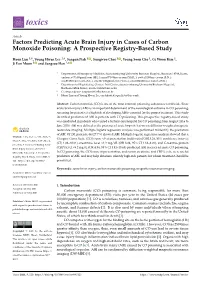 Factors Predicting Acute Brain Injury in Cases of Carbon Monoxide Poisoning: a Prospective Registry-Based Study
