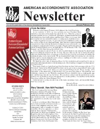 January-February 2015 from the Editor Welcome to the January-February 2015 Edition of the AAA Newsletter