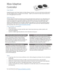 Xbox Adaptive Controller Fact Sheet