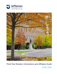 2020-2021 Third Year Rotation Information and Affiliates Guide