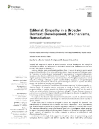 Empathy in a Broader Context: Development, Mechanisms, Remediation