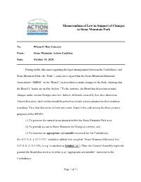 Memorandum of Law in Support of Changes to Stone Mountain Park