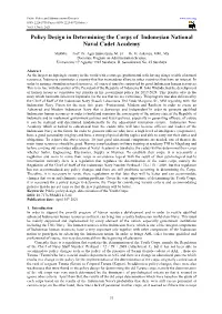 Policy Design in Determining the Corps of Indonesian National Naval Cadet Academy