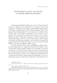 The Reforms of Trajan and the End of the Pre–Neronian Denarius