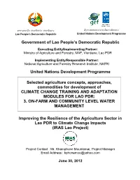Climate Change Training and Adaptation Module for On-Farm and Community Level Water Management