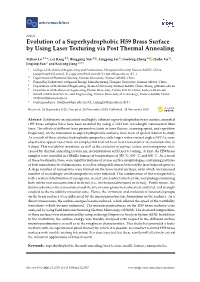 Evolution of a Superhydrophobic H59 Brass Surface by Using Laser Texturing Via Post Thermal Annealing