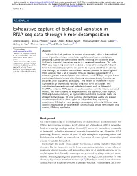 Exhaustive Capture of Biological Variation in RNA-Seq Data