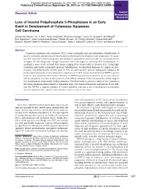 Loss of Inositol Polyphosphate 5-Phosphatase Is an Early Event in Development of Cutaneous Squamous Cell Carcinoma